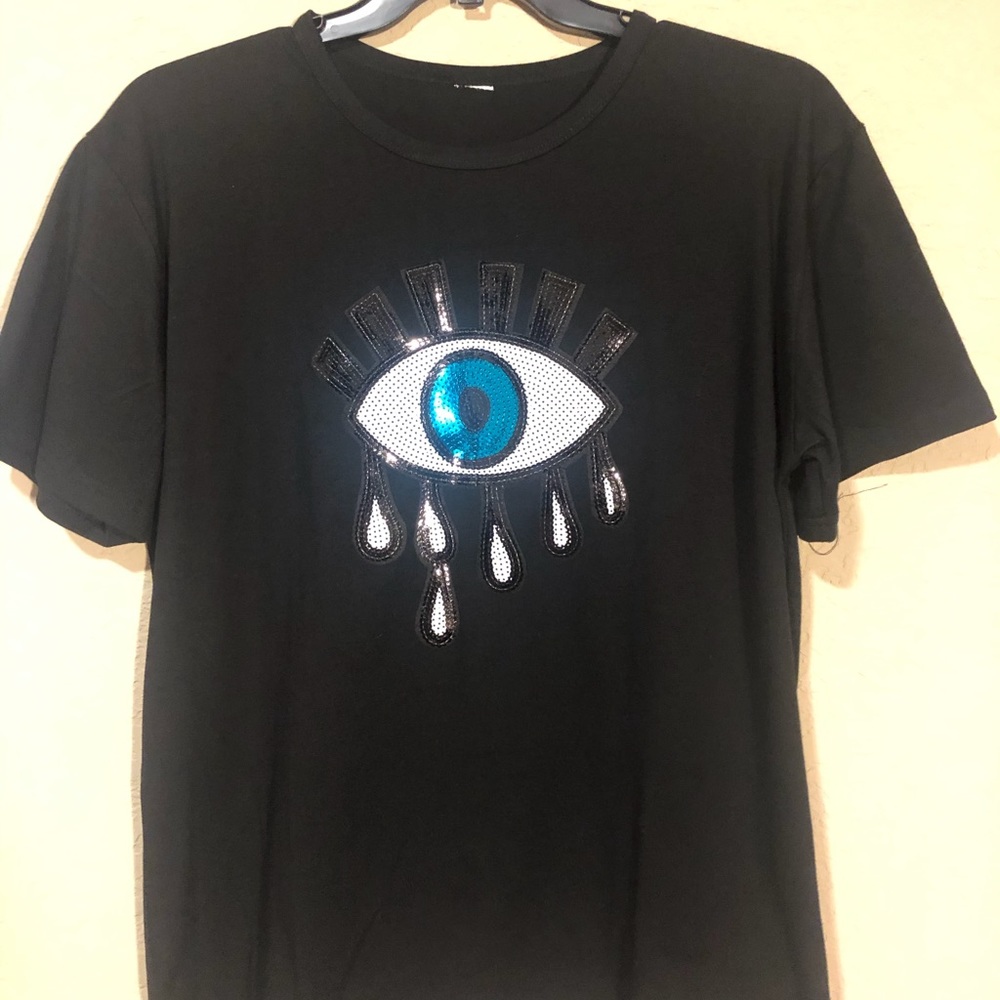 Evil Eye Sequence T-Shirt (Black) Large (NWT)